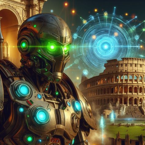 A robot in front of a colosseum

Description automatically generated